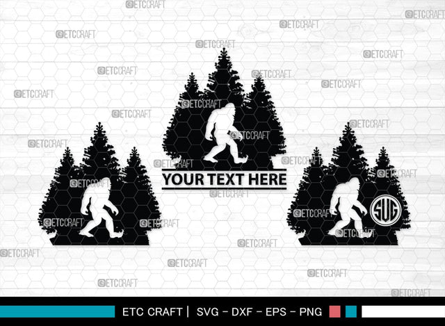 Bigfoot Monogram, Bigfoot Silhouette, Bigfoot SVG, Yeti Bigfoot Svg, Bigfoot With Tree Svg, SB00228 SVG ETC Craft 