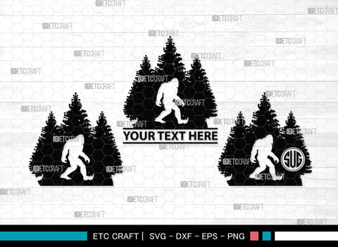 Bigfoot Monogram, Bigfoot Silhouette, Bigfoot SVG, Yeti Bigfoot Svg, Bigfoot With Tree Svg, SB00228 SVG ETC Craft 