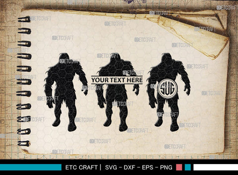 Bigfoot Monogram, Bigfoot Silhouette, Bigfoot SVG, Yeti Bigfoot Svg, Bigfoot With Tree Svg, SB00228 SVG ETC Craft 