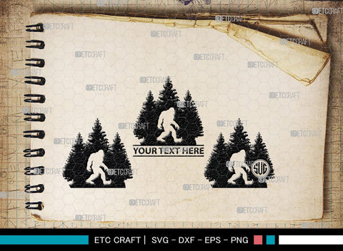 Bigfoot Monogram, Bigfoot Silhouette, Bigfoot SVG, Yeti Bigfoot Svg, Bigfoot With Tree Svg, SB00228 SVG ETC Craft 
