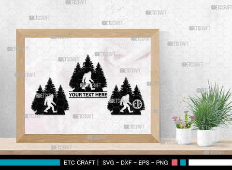 Bigfoot Monogram, Bigfoot Silhouette, Bigfoot SVG, Yeti Bigfoot Svg, Bigfoot With Tree Svg, SB00228 SVG ETC Craft 