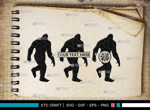 Bigfoot Monogram, Bigfoot Silhouette, Bigfoot SVG, Yeti Bigfoot Svg, Bigfoot With Tree Svg, SB00228 SVG ETC Craft 