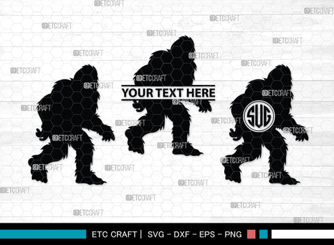 Bigfoot Monogram, Bigfoot Silhouette, Bigfoot SVG, Yeti Bigfoot Svg, Bigfoot With Tree Svg, SB00228 SVG ETC Craft 