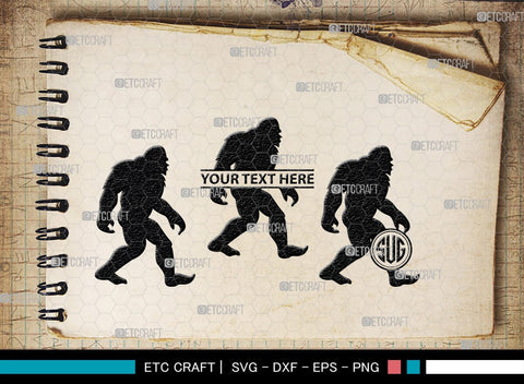 Bigfoot Monogram, Bigfoot Silhouette, Bigfoot SVG, Yeti Bigfoot Svg, Bigfoot With Tree Svg, SB00228 SVG ETC Craft 