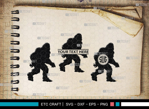 Bigfoot Monogram, Bigfoot Silhouette, Bigfoot SVG, Yeti Bigfoot Svg, Bigfoot With Tree Svg, SB00228 SVG ETC Craft 