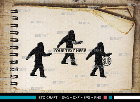 Bigfoot Monogram, Bigfoot Silhouette, Bigfoot SVG, Yeti Bigfoot Svg, Bigfoot With Tree Svg, SB00228 SVG ETC Craft 