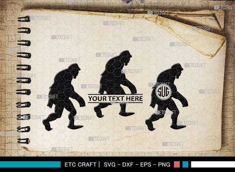 Bigfoot Monogram, Bigfoot Silhouette, Bigfoot SVG, Yeti Bigfoot Svg, Bigfoot With Tree Svg, SB00228 SVG ETC Craft 