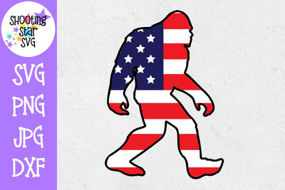 Bigfoot or Sasquatch with American Flag- Fourth of July SVG SVG ShootingStarSVG 