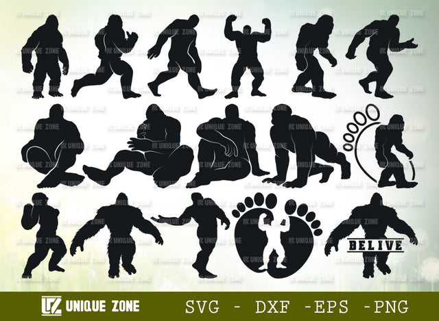 Bigfoot SVG Bundle, Sasquatch Svg, Bigfoot Silhouette, Yeti Bigfoot Svg, Yeti Svg, Bigfoot Bundle SVG Unique Zone 