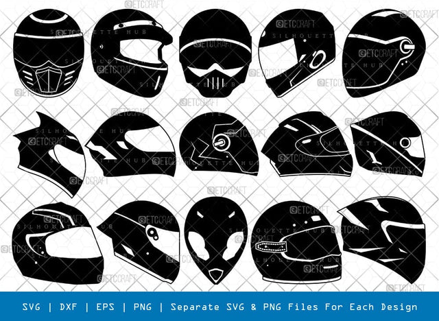 Bike Helmet Silhouette, Bike Helmet SVG, Motorcycle Helmet Svg, Dirt Bike Helmet Svg, Motocross Helmet Svg, Bike Helmet Bundle, SB00931 SVG ETC Craft 