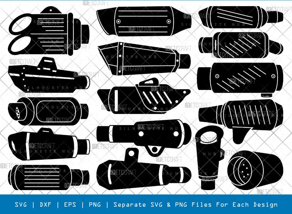Motorcycle Pipe Vector Bike Silencer Silhouette, Bike Silencer SVG, Exhaust Pipe Svg ...