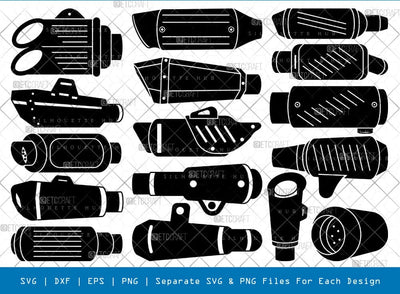 Bike Silencer Silhouette, Bike Silencer SVG, Exhaust Pipe Svg, Motorcycle Pipe Svg, motorcycle parts Svg, Bike Silencer Bundle, SB00932 SVG ETC Craft 