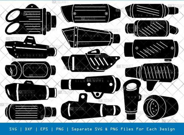 Bike Silencer Silhouette, Bike Silencer SVG, Exhaust Pipe Svg, Motorcycle Pipe Svg, motorcycle parts Svg, Bike Silencer Bundle, SB00932 SVG ETC Craft 