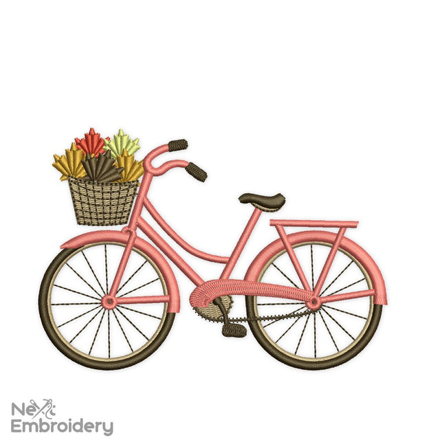 Bike with Maple Leaves Embroidery Design. Fall Autumn Bicycle Machine Embroidery Design Embroidery/Applique DESIGNS NextEmbroidery 