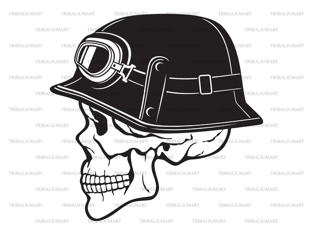 Biker skull with motorcycle helmet with goggles SVG TribaliumArtSF 