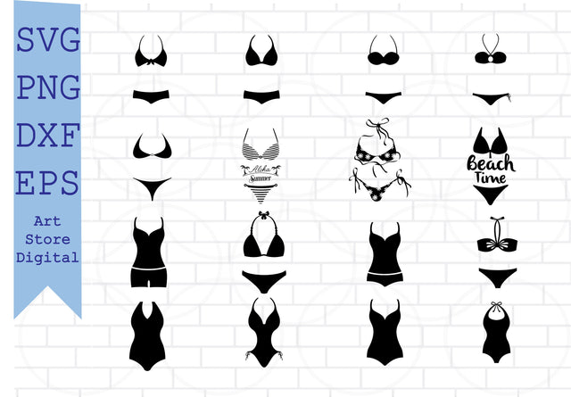 Bikini Svg, Swimsuit SVG, Summer Fashion Svg, Lingerie, Bra SVG, Panties SVG, Bra Panties Bikini Bundle SVG, Sexy Bra Panties Cut File Cricut, Panties silhouette SVG Artstoredigital 