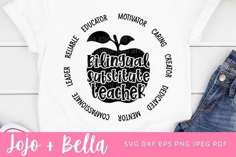 Bilingual Substitute Teacher Svg, Substitute Teacher Svg, Bilingual Teacher Svg, Language Teacher Svg, School Svg, Svg Designs For Cricut SVG Jojo&Bella 