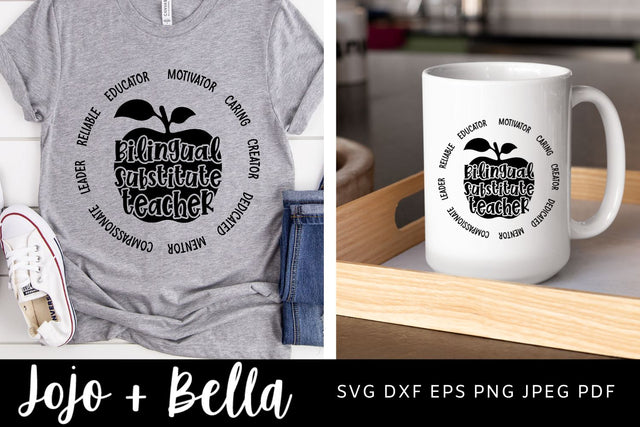 Bilingual Substitute Teacher Svg, Substitute Teacher Svg, Bilingual Teacher Svg, Language Teacher Svg, School Svg, Svg Designs For Cricut SVG Jojo&Bella 