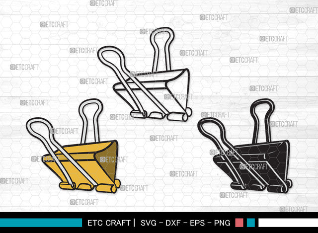Binder Clip Clipart SVG Cut File | Binder Clip SVG | School Supplies Svg | Work Paperclip Svg | Paperclip Svg | Bulldog Clip SVG ETC Craft 