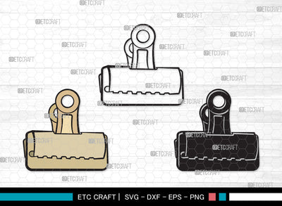 Binder Clip Clipart SVG Cut File | Binder Clip SVG | School Supplies Svg | Work Paperclip Svg | Paperclip Svg | Bulldog Clip SVG ETC Craft 