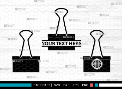Binder Clip Monogram, Binder Clip Silhouette, Binder Clip SVG, School Supplies Svg, Work Paper Clip Svg, Paperclips Svg, Bulldog Clip Svg, SB00468 SVG ETC Craft 