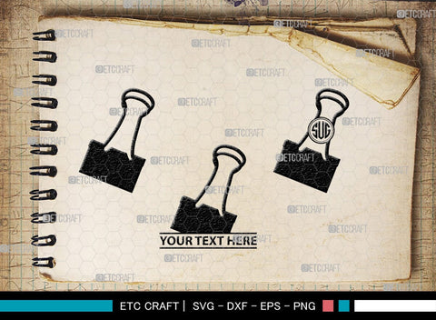 Binder Clip Monogram, Binder Clip Silhouette, Binder Clip SVG, School Supplies Svg, Work Paper Clip Svg, Paperclips Svg, Bulldog Clip Svg, SB00468 SVG ETC Craft 