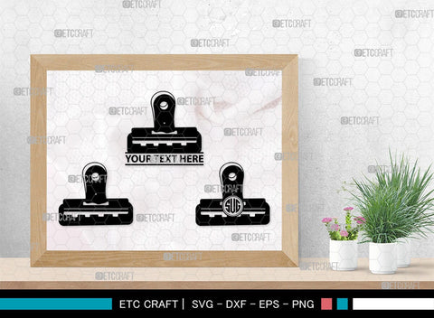 Binder Clip Monogram, Binder Clip Silhouette, Binder Clip SVG, School Supplies Svg, Work Paper Clip Svg, Paperclips Svg, Bulldog Clip Svg, SB00468 SVG ETC Craft 