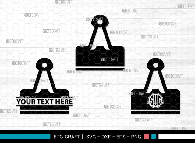 Binder Clip Monogram, Binder Clip Silhouette, Binder Clip SVG, School Supplies Svg, Work Paper Clip Svg, Paperclips Svg, Bulldog Clip Svg, SB00468 SVG ETC Craft 