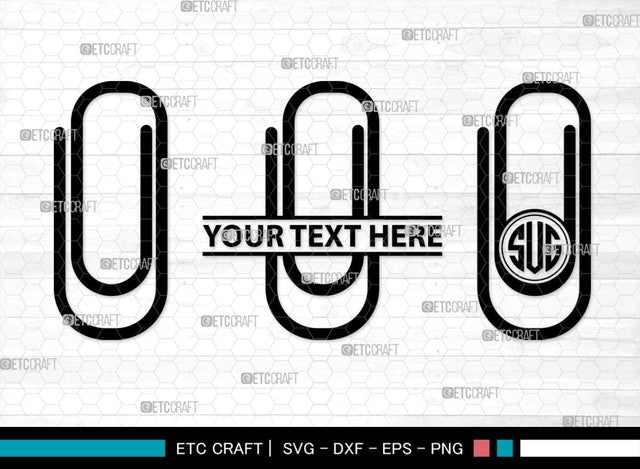 Binder Clip Monogram, Binder Clip Silhouette, Binder Clip SVG, School Supplies Svg, Work Paper Clip Svg, Paperclips Svg, Bulldog Clip Svg, SB00468 SVG ETC Craft 