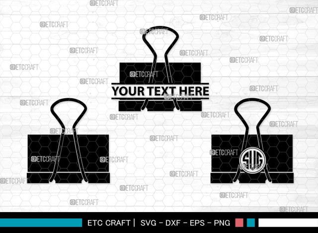 Binder Clip Monogram, Binder Clip Silhouette, Binder Clip SVG, School Supplies Svg, Work Paper Clip Svg, Paperclips Svg, Bulldog Clip Svg, SB00468 SVG ETC Craft 