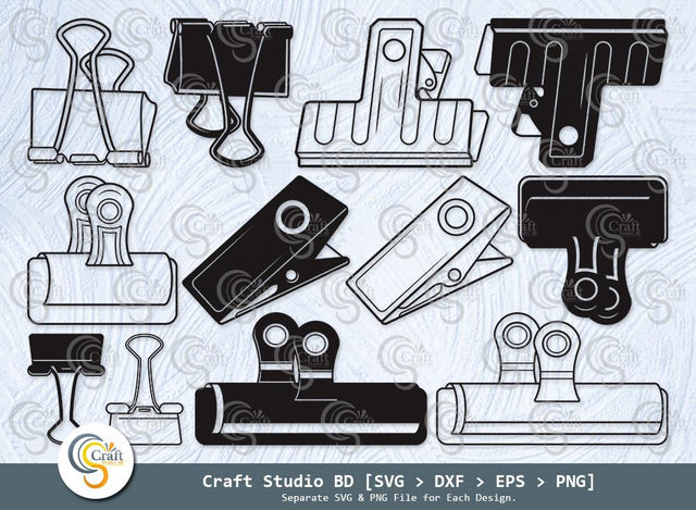 Binder Clip Silhouette, School Supplies Svg, Paperclips Svg, Work Paperclips Svg, Binder Clip Svg Bundle SVG ETC Craft 