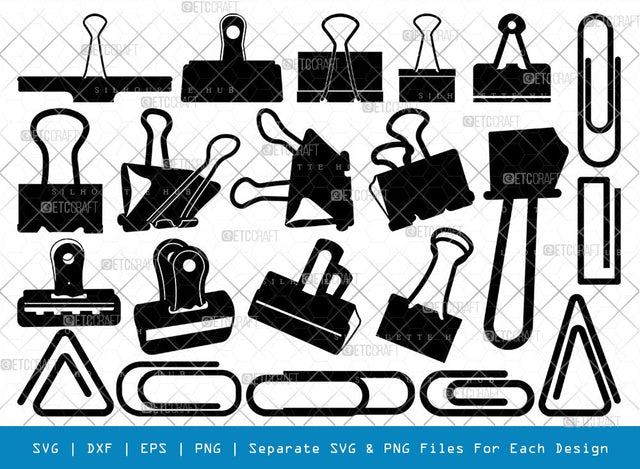 Binder Clip SVG Cut Files | Binder Clip Silhouette | School Supplies Svg | Work Paper Clip Svg | Paperclips Svg | Bulldog Clip Svg | Binder Clip Bundle SVG ETC Craft 