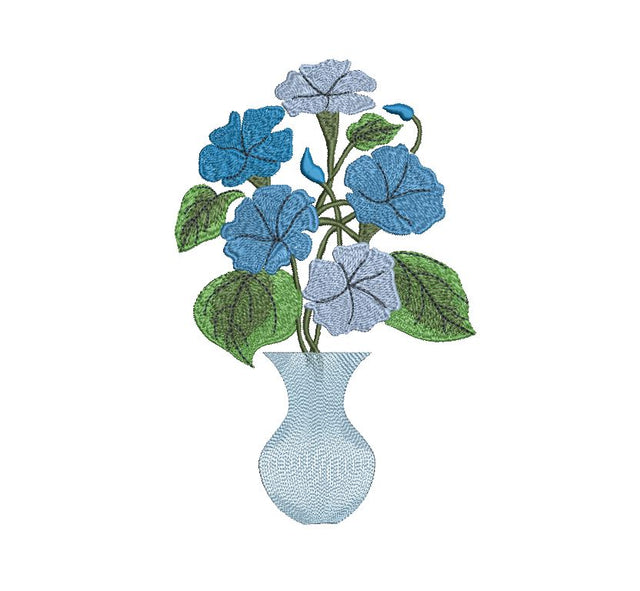 Bindweed Flower in Vase Machine Embroidery Design Embroidery/Applique DESIGNS Canada Embroidery 