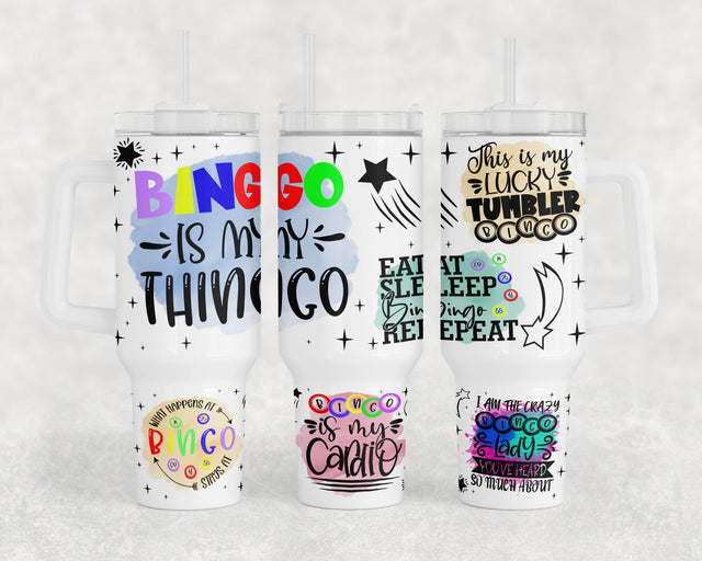Bingo 40oz Tumbler Wrap, Bingo Quotes 40oz Quencher Tumbler Sublimation Design, Crazy Bingo Lady Tumbler PNG File Sublimation HappyDesignStudio 