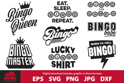 BINGO Quotes SVG Cutting File & Clipart Bundle SVG Bow Wow Creative 