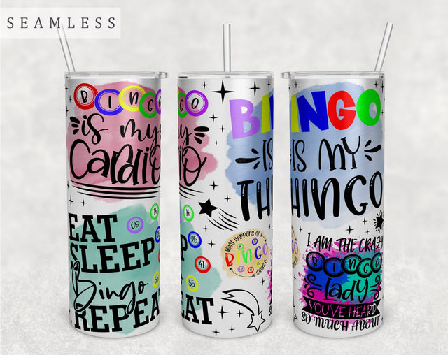 Bingo Quotes Tumbler Wrap, 20 Oz Skinny Tumbler Sublimation Design, Seamless Bingo Sayings Tumbler PNG Sublimation HappyDesignStudio 