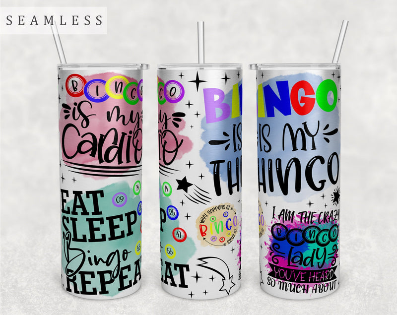 Bingo Quotes Tumbler Wrap, 20 Oz Skinny Tumbler Sublimation Design, Seamless Bingo Sayings Tumbler PNG Sublimation HappyDesignStudio 