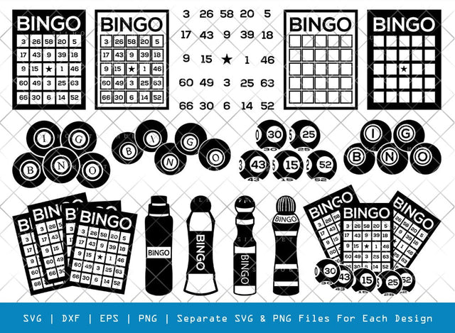 Bingo SVG Cut Files | Bingo Silhouette | Bingo Card Svg | Bingo Balls Svg | Bingo Dauber Svg | Numbers Svg | Basketball Set Bundle SVG ETC Craft 