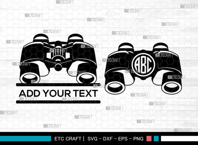 Binocular Monogram SVG, Watching Gear Svg, Telescope Svg, Split Monogram Svg SVG ETC Craft 