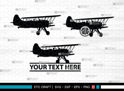 Biplane Monogram, Biplane Silhouette, Biplane SVG, Plane Svg, Aircraft Svg, Airplane Svg, SB00036 SVG ETC Craft 