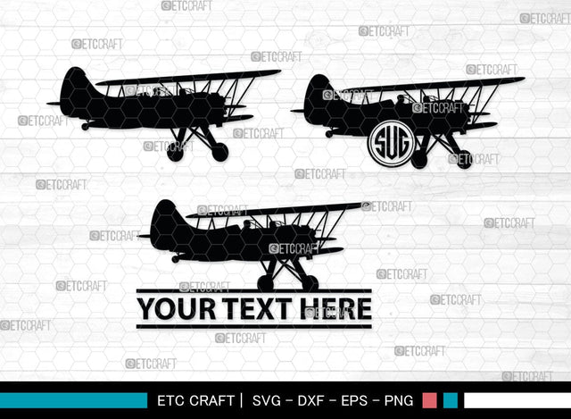 Biplane Monogram, Biplane Silhouette, Biplane SVG, Plane Svg, Aircraft Svg, Airplane Svg, SB00036 SVG ETC Craft 