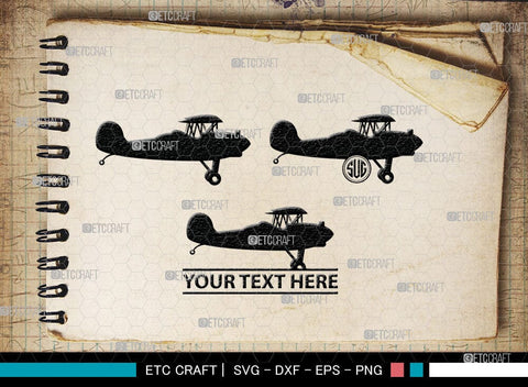 Biplane Monogram, Biplane Silhouette, Biplane SVG, Plane Svg, Aircraft Svg, Airplane Svg, SB00036 SVG ETC Craft 