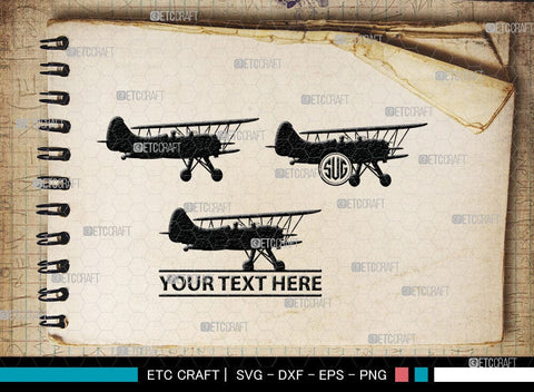 Biplane Monogram, Biplane Silhouette, Biplane SVG, Plane Svg, Aircraft Svg, Airplane Svg, SB00036 SVG ETC Craft 
