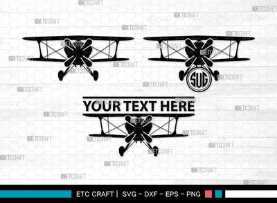 Biplane Monogram, Biplane Silhouette, Biplane SVG, Plane Svg, Aircraft Svg, Airplane Svg, SB00036 SVG ETC Craft 