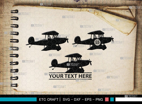 Biplane Monogram, Biplane Silhouette, Biplane SVG, Plane Svg, Aircraft Svg, Airplane Svg, SB00036 SVG ETC Craft 