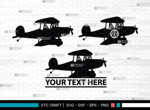 Biplane Monogram, Biplane Silhouette, Biplane SVG, Plane Svg, Aircraft Svg, Airplane Svg, SB00036 SVG ETC Craft 