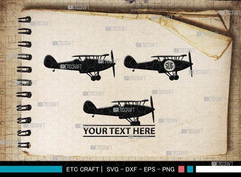 Biplane Monogram, Biplane Silhouette, Biplane SVG, Plane Svg, Aircraft Svg, Airplane Svg, SB00036 SVG ETC Craft 