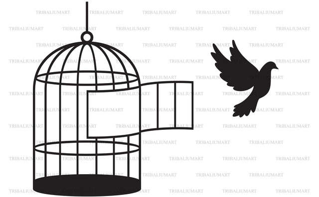 Bird and open cage SVG TribaliumArtSF 
