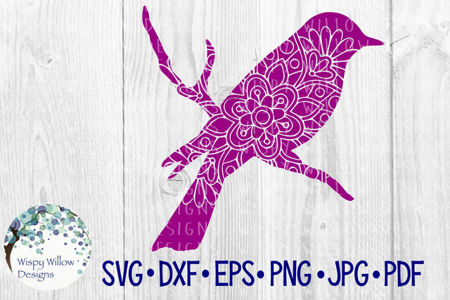 Bird Branch Floral Mandala SVG Wispy Willow Designs 