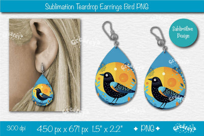 Bird Earring Sublimation Teardrop Earring Template Bird Sublimation Summer Printable Earring Template Sublimation Createya Design 